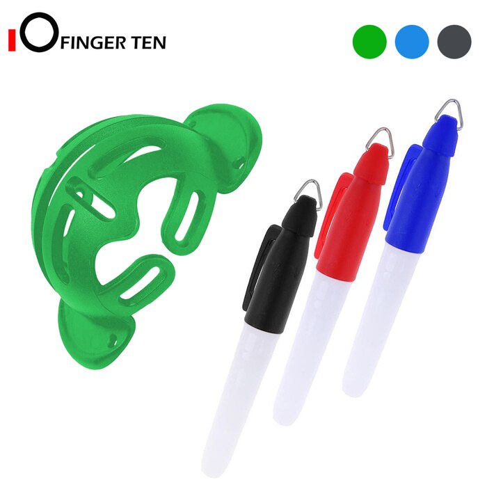 Durable Plastic Golf Ball Liner Marker Template Drawing Marking Spot Liner Alignment Putting Tool with 3 Marker Pens