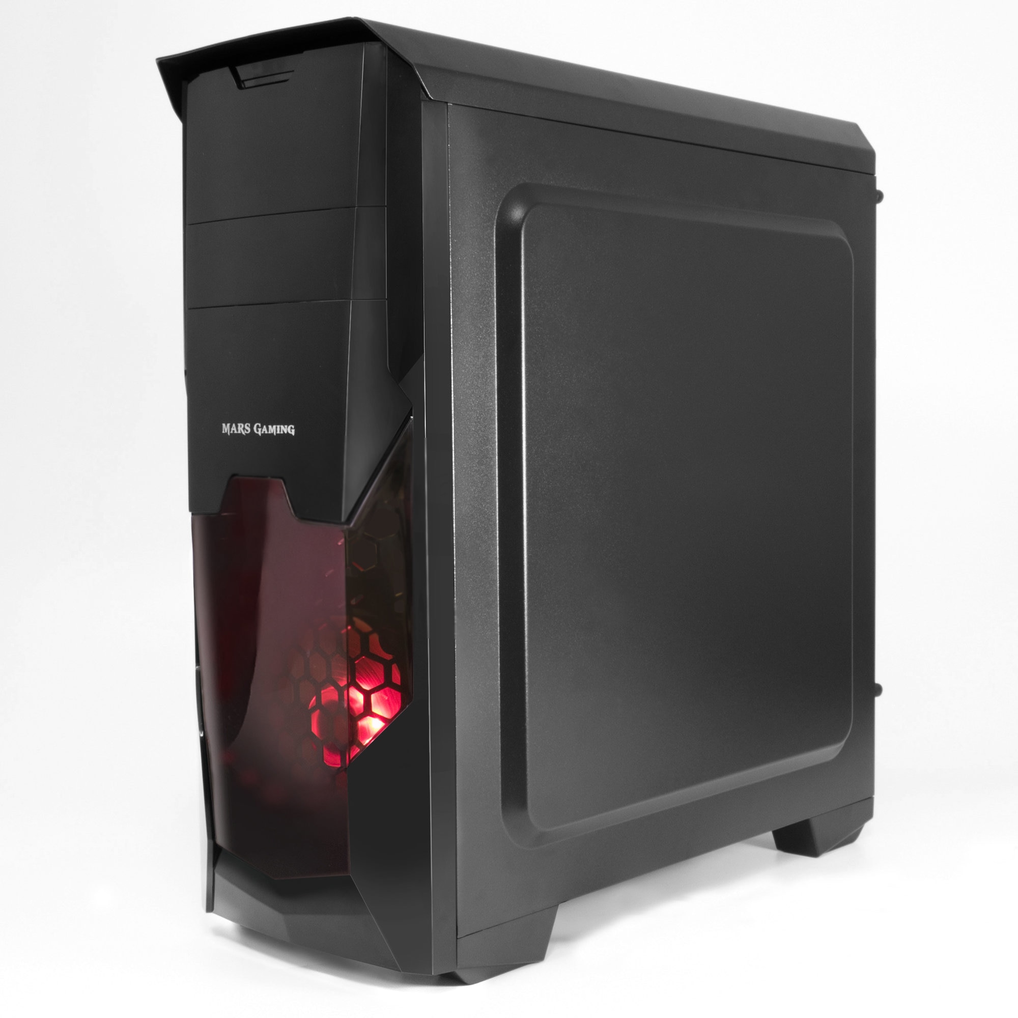 Mars Gaming MC5, caja de PC Micro ATX ventana lateral, ventilador LED rojo
