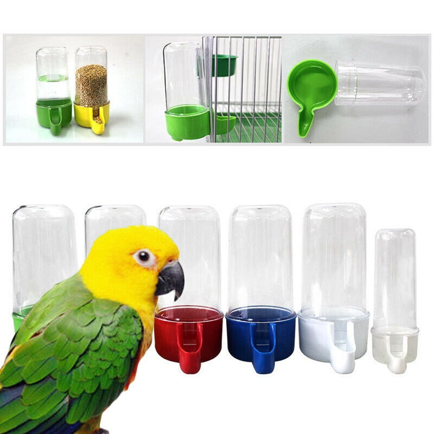 Alimentador de aves de plástico, bebedero automático, bebedero para loro y mascota, tazones para beber, jaula para loro, 1 unidad