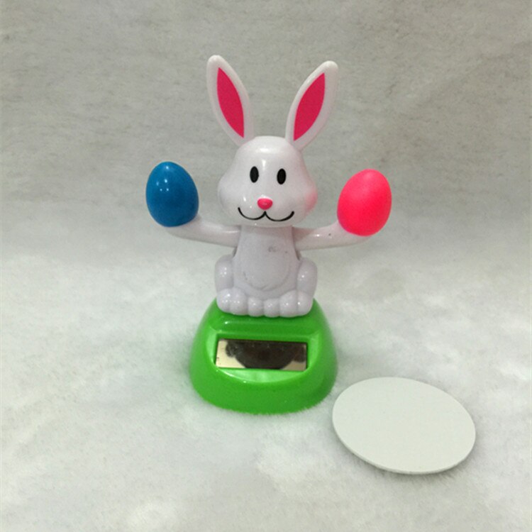 Solar Automatic Swing Sun Flower Radish Rabbit Interior Decoration Car Ornaments Unisex Plastic Electronic