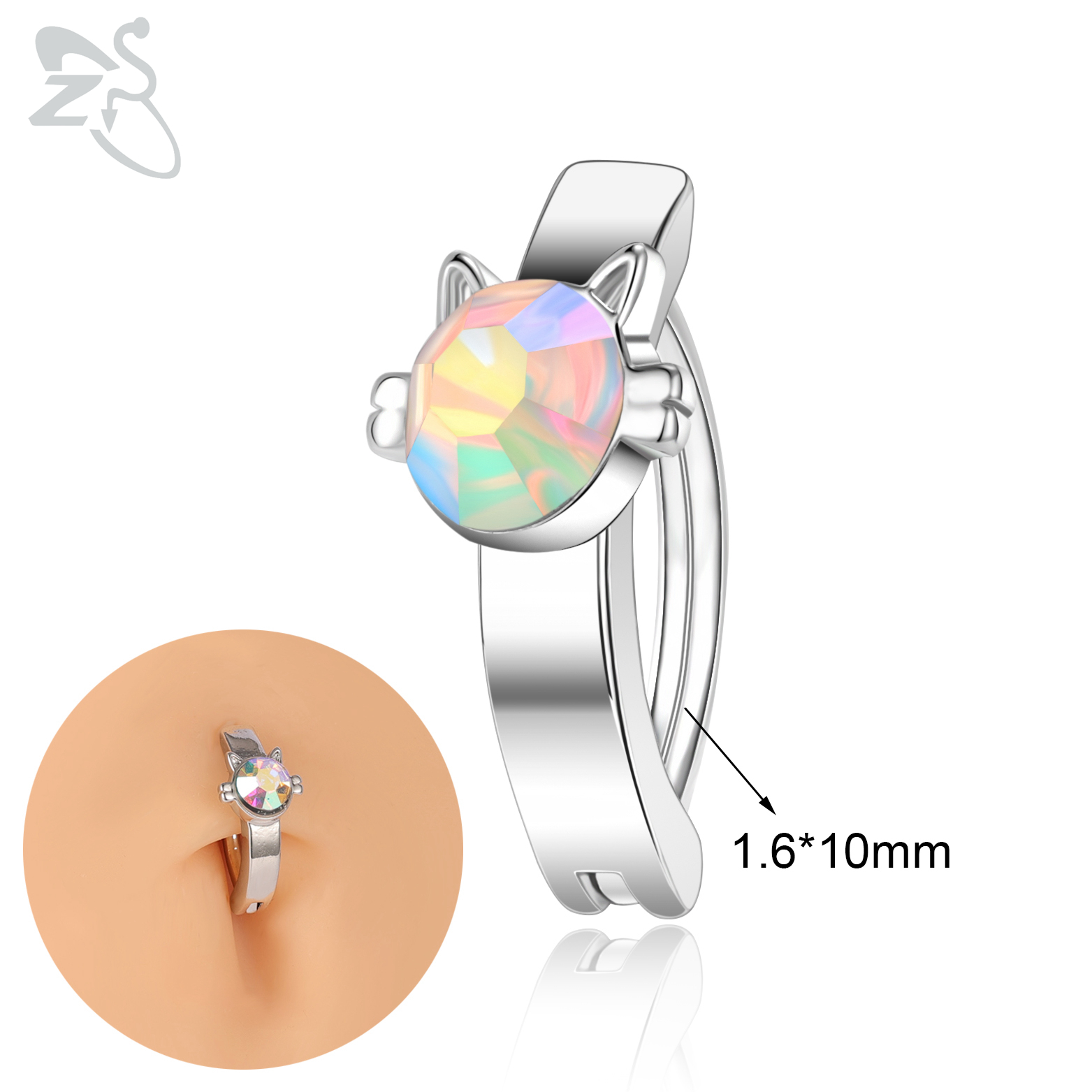 ZS 1 PC Leuke Vlinder Buik Navel Ring CZ Crystal Navelpiercings Bloem Snake Reverse Gebogen Navel Barbell Lichaam sieraden