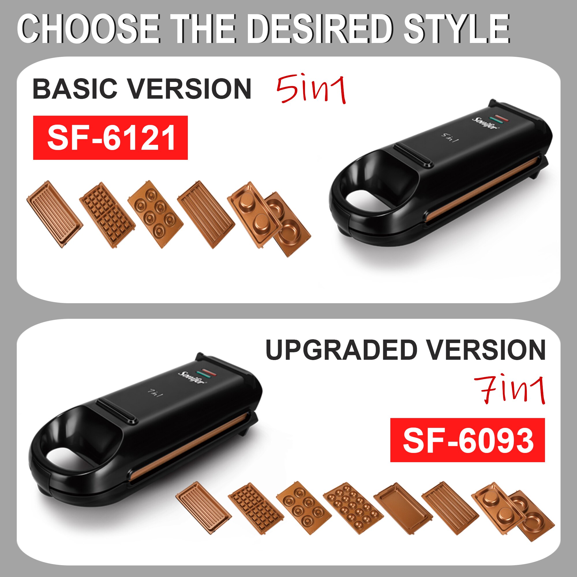 7 In 1 Electric Waffle Maker Large Cooking With 7 Removable Plates Breakfast Sandwich Machine Waffles Pot Baking Pan Sonifer