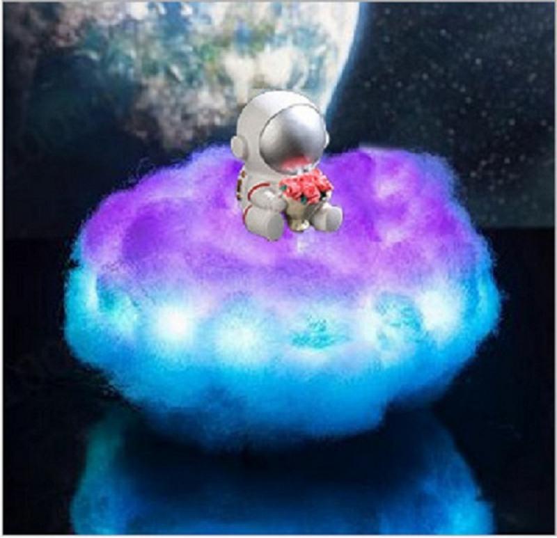 Astronaut Wolken Nachtlampje Ruimte Astronaut Led Lamp Nachtlampje 3D Regenboog Effect Kleurrijke Wolken Licht Met Afstandsbediening: 3