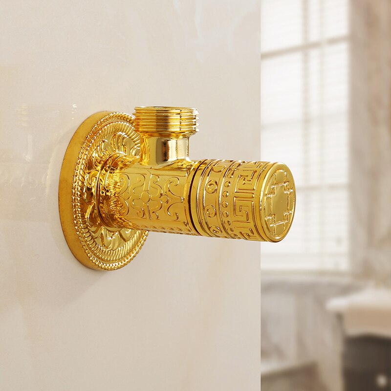 Kraan Vervangende Onderdelen 1/2 &quot;x 1/2&quot; Luxe Gouden Messing Badkamer Hoekstopkraan Beluchtingskraan Wc Vullen Driehoek Kleppen JF-862K