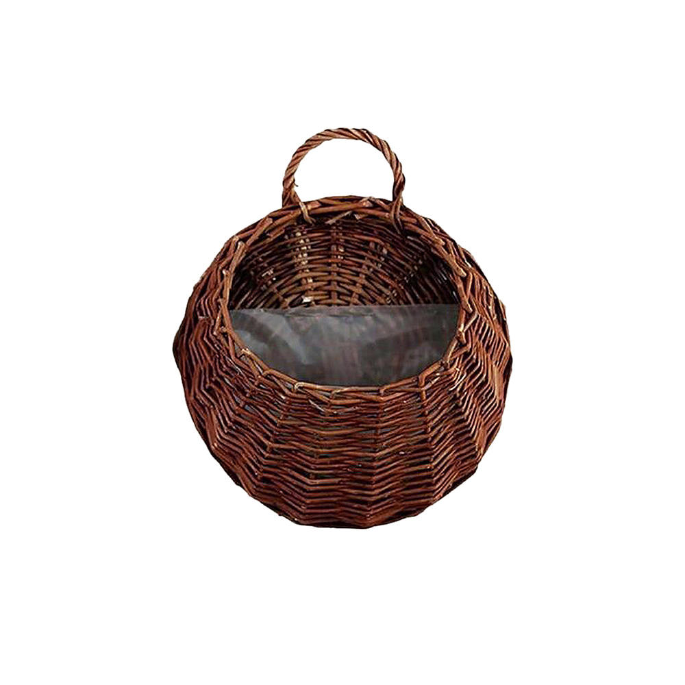 Hand Made Wicker Rattan Outdoor Flower Planter Wall Hanging Basket for Garden Holder Home Decoration