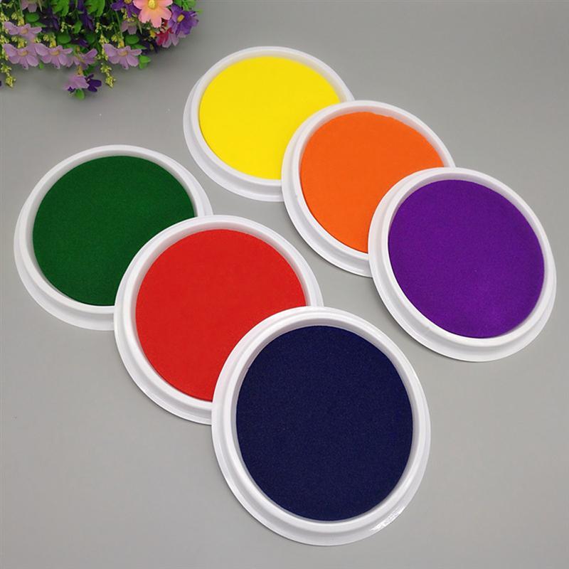 6 stk håndblækpude stempelpude vaskbar fingerpalmblæk farverig graffiti blækpude til børn børn (tilfældig farve)