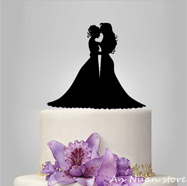 Lesbische knuffel kus wedding cake topper bruiloft decoratie cake accessoire met
