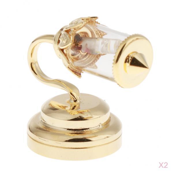 2 Pack 1:12 Mini Poppenhuis Miniatuur Decoratie Led Wandlamp Wandlamp Batterij Operated Light Poppenhuis Accessoires
