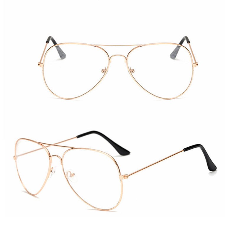 Gafas de piloto clásicas para hombre y mujer, montura gafas miopía marcos para gafas con receta, lentes ópticas: Gold