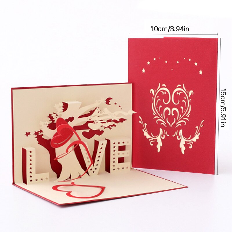Romantic Love Card 3D Pop-up Love Tree Greeting Card Couple Anniversary Paper Card for Wedding Party Valentine's Day