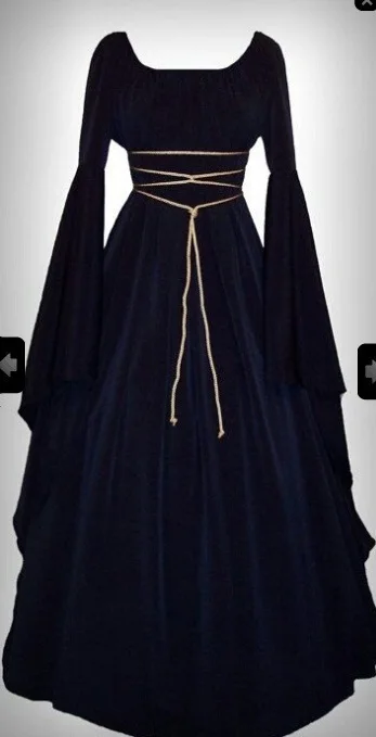 Robe Longue Vintage Style Medieval pour Femme, Tenue de Sol Gothique, Retro, Cosplay, ixd'Halloween et Carnaval, 303: S / Grau