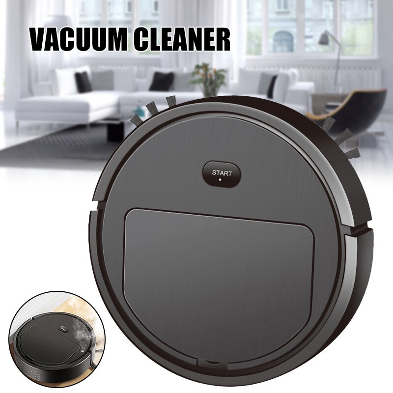 Robot Vacuum Cleaner with Edge Brush &amp; Mist Spraying USB Chargeable Automatic Floor Cleaning Household Cleaning Tools PR