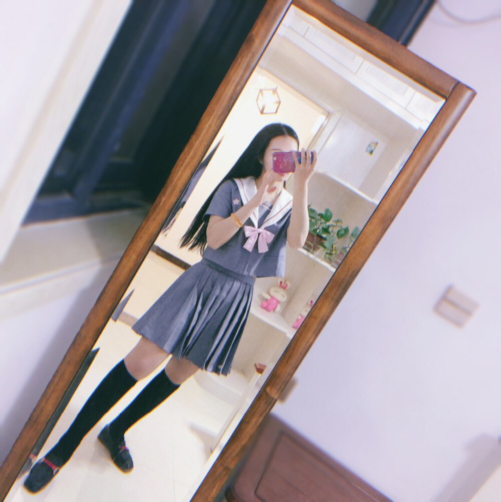 Autumn Summer Japanese School Uniform Harajuku Preppy Style JK School Uniform gray long short sleeves Women Suit