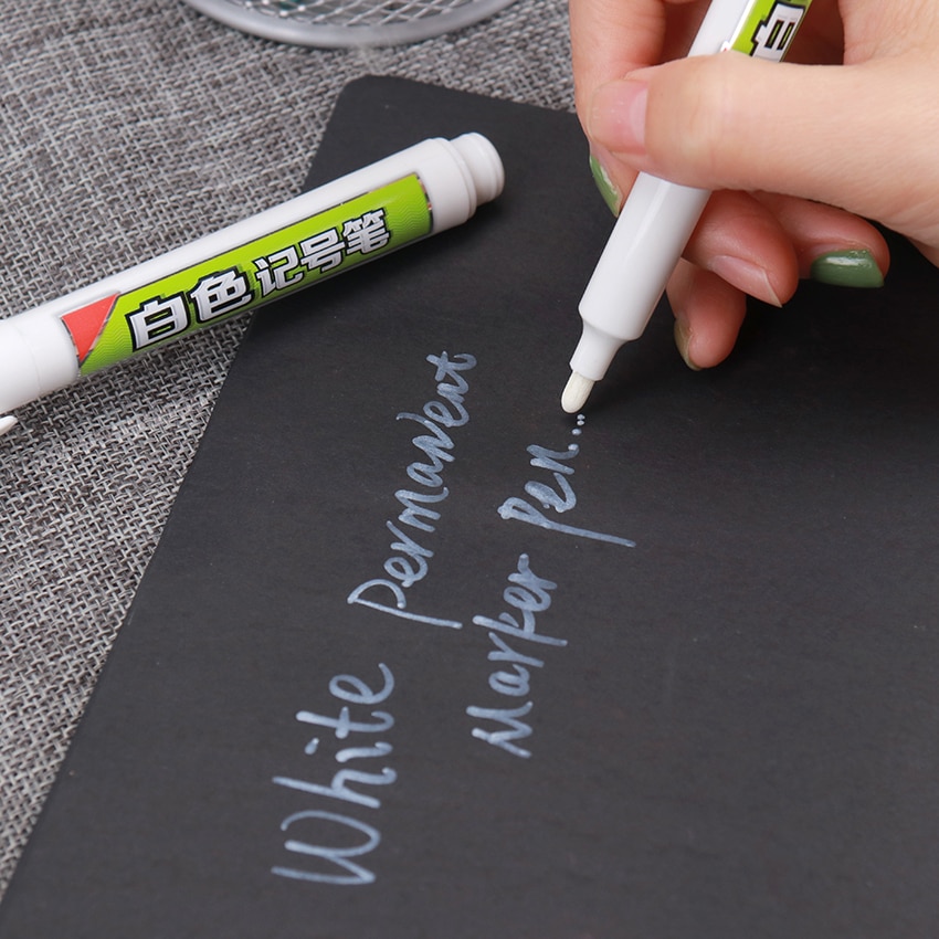 1Pc Diy Art Briefpapier Levert Wit Marker Pen Sharpie Wit Student Levert Marker Ambachten Pen