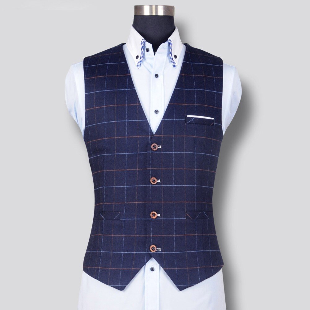 Men's Plaid Vest Formal Dress Business Casual Slim Suit Vest British Style Waistcoat Wedding Vest Male Clothing