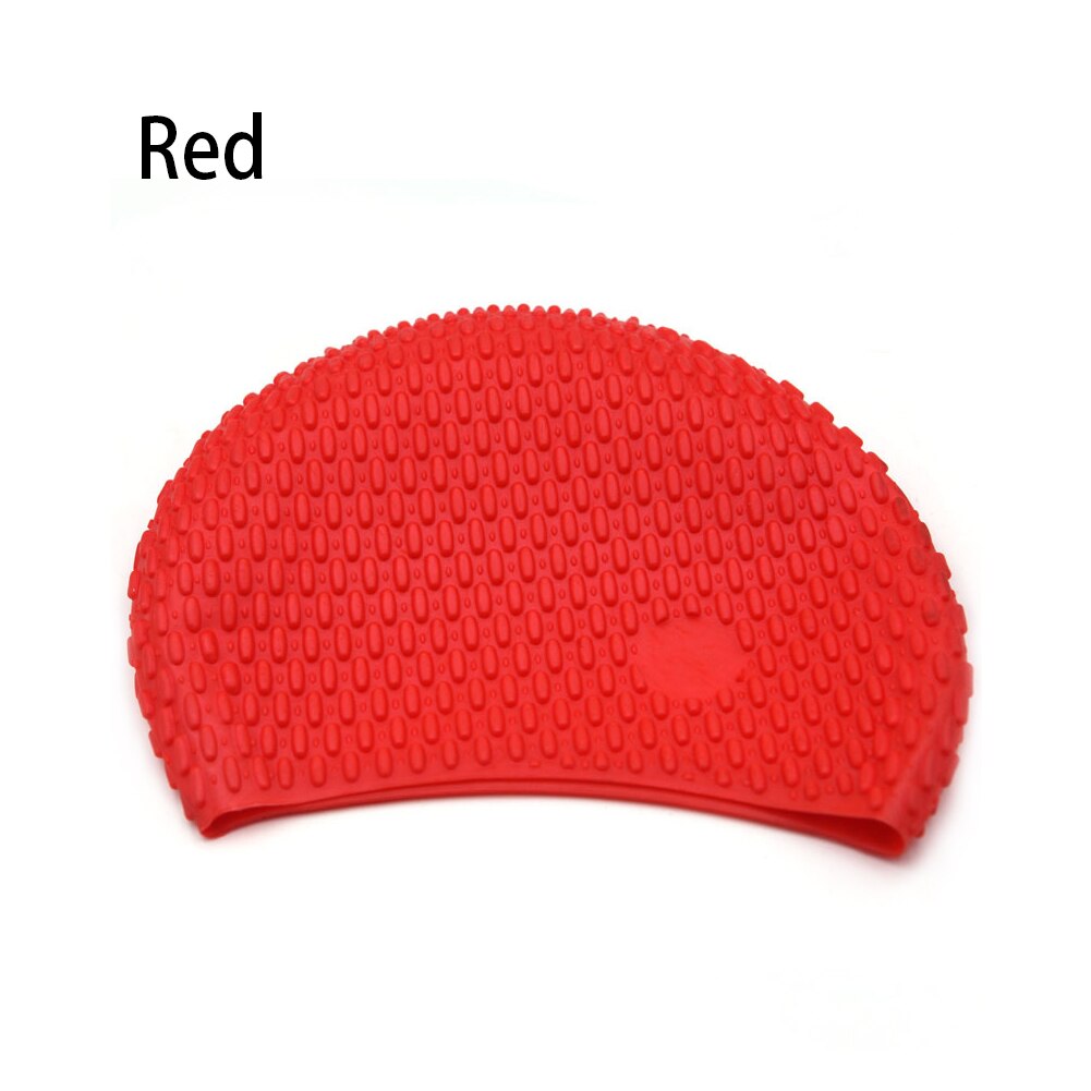 Silica gel Solid color Swimming cap adult Water droplets waterproof: Red