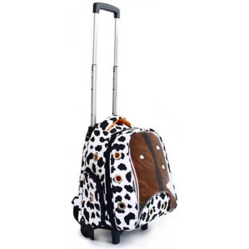 Cat Dog Carrier Travel Veterinary Bag Wheeled Suitcase Pet Extraction Box Astronaut Look Orthopedic Support Ventilated Zipper