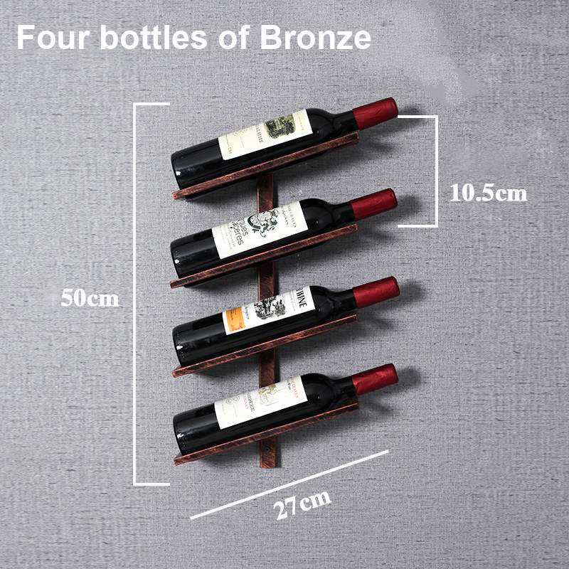 Modern Iron Wine Rack Wall Mounted Wine Holder Home Bar Cabinet Wine Glass Hanging Holder Storage Organizer Rack Home Furniture: 4 tiers Bronze
