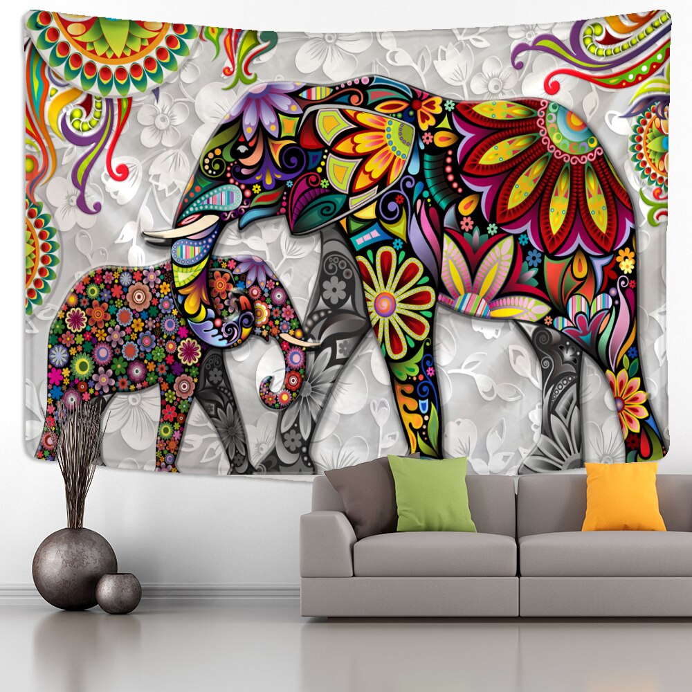 Boho Decoration Home Decor Mural Elephant Tapestry Wall Hanging Bohemian Hippie Bedroom Background India Aesthetic Room Decor