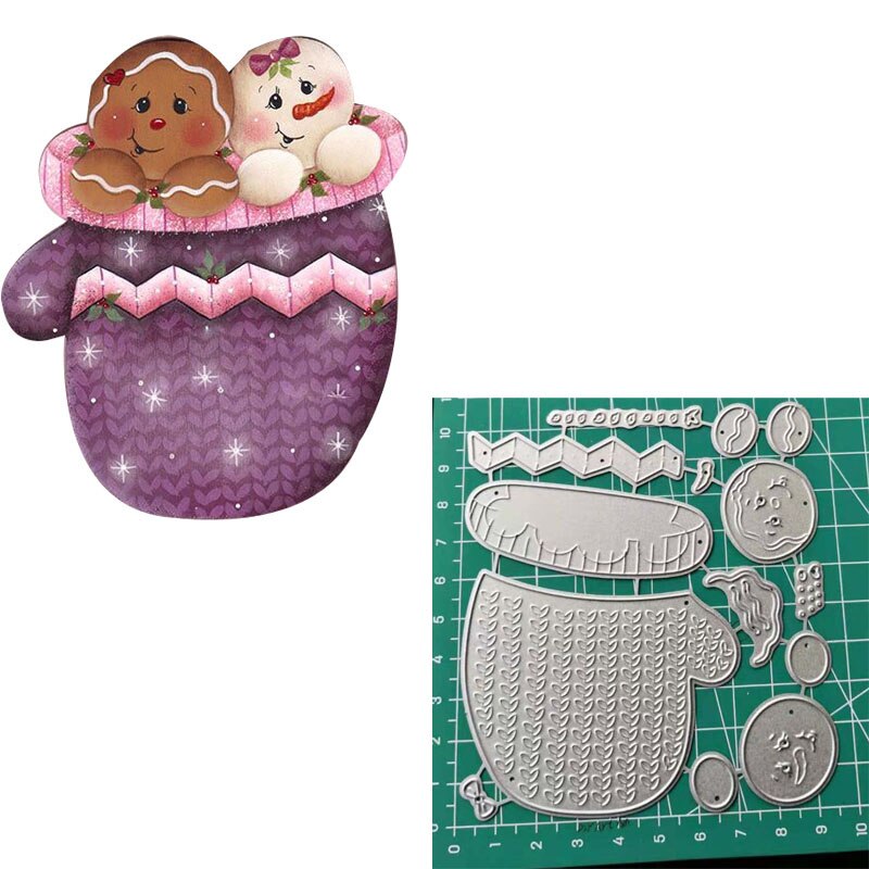Gember Winter Handschoenen Metalen Stansmessen Kerst Fustelle Scrapbooking Sterft Embossing Papier Card Craft