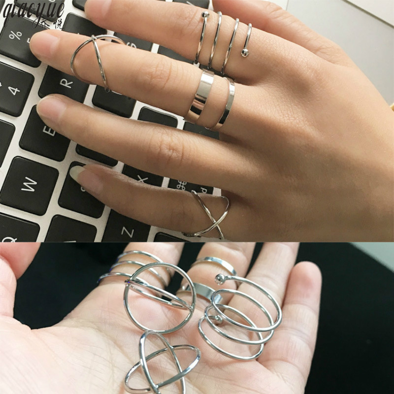 Koreaanse Ring Sets Ringen Voor Vrouwen Eenvoudige Pop Sieraden Gouden Ring Ringen Vrouwen