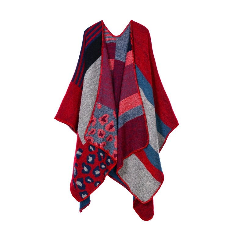 Hiver femmes réversible surdimensionné couverture Plaid pull Poncho Cape châle et enveloppes Cardigans épaissir pashmina écharpe: 13