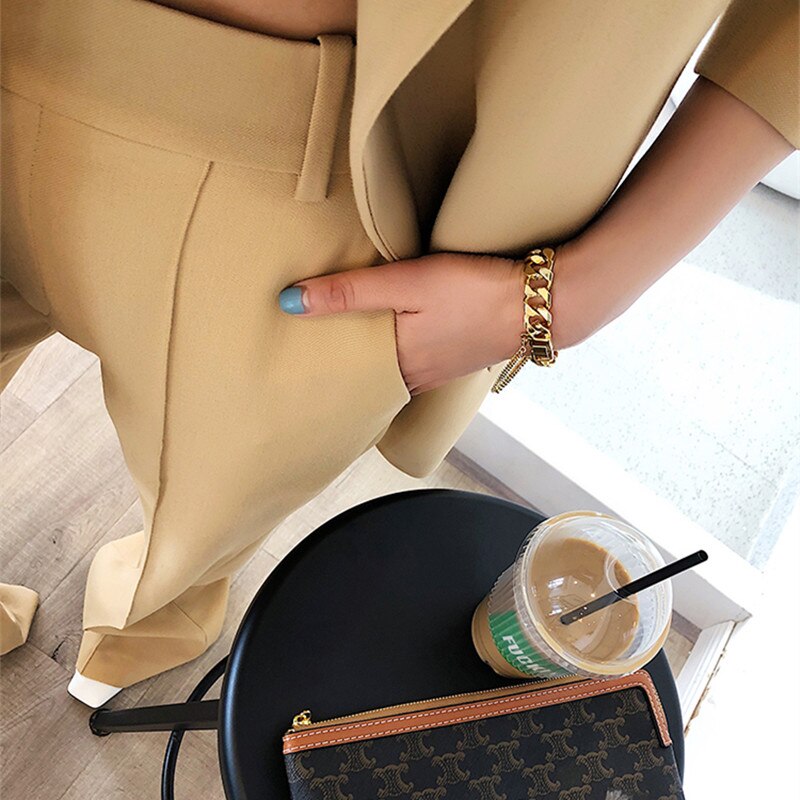 AOMU , nueva pulsera estilo Punk de Metal, cadena gruesa exagerada, pulsera con borlas para mujeres y niñas, joyería para de