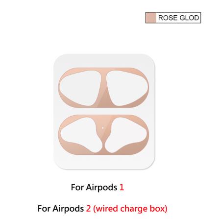 Dust-proof Dust Guard Sticker for Airpods 1 2 Metal Skin Protective Sticker for AirPods 1 Earphone Charging Box Case Cover Shell: Rose for wired box