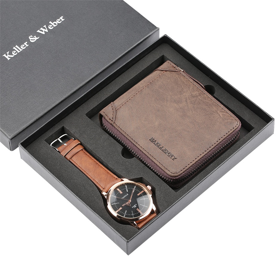 Ur sæt quartz herre ur læder pung ur til mænd fødselsdag til mænd luksus armbåndsur reloj