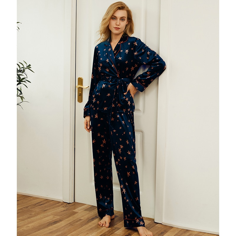 Lange Pyjama Dames Enjoyoself Dames Pyjama Set Fluwelen
