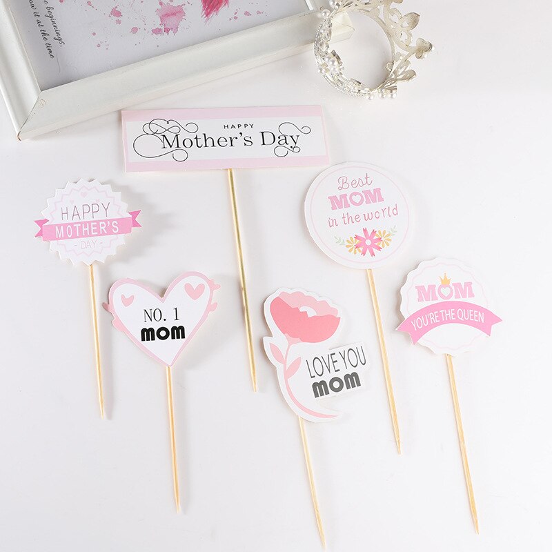DIY Mother's Day Cake Topper kit Flowers Pink Circle Cake Topper Kit Kids For Mother Birthday Party Cake Decorations
