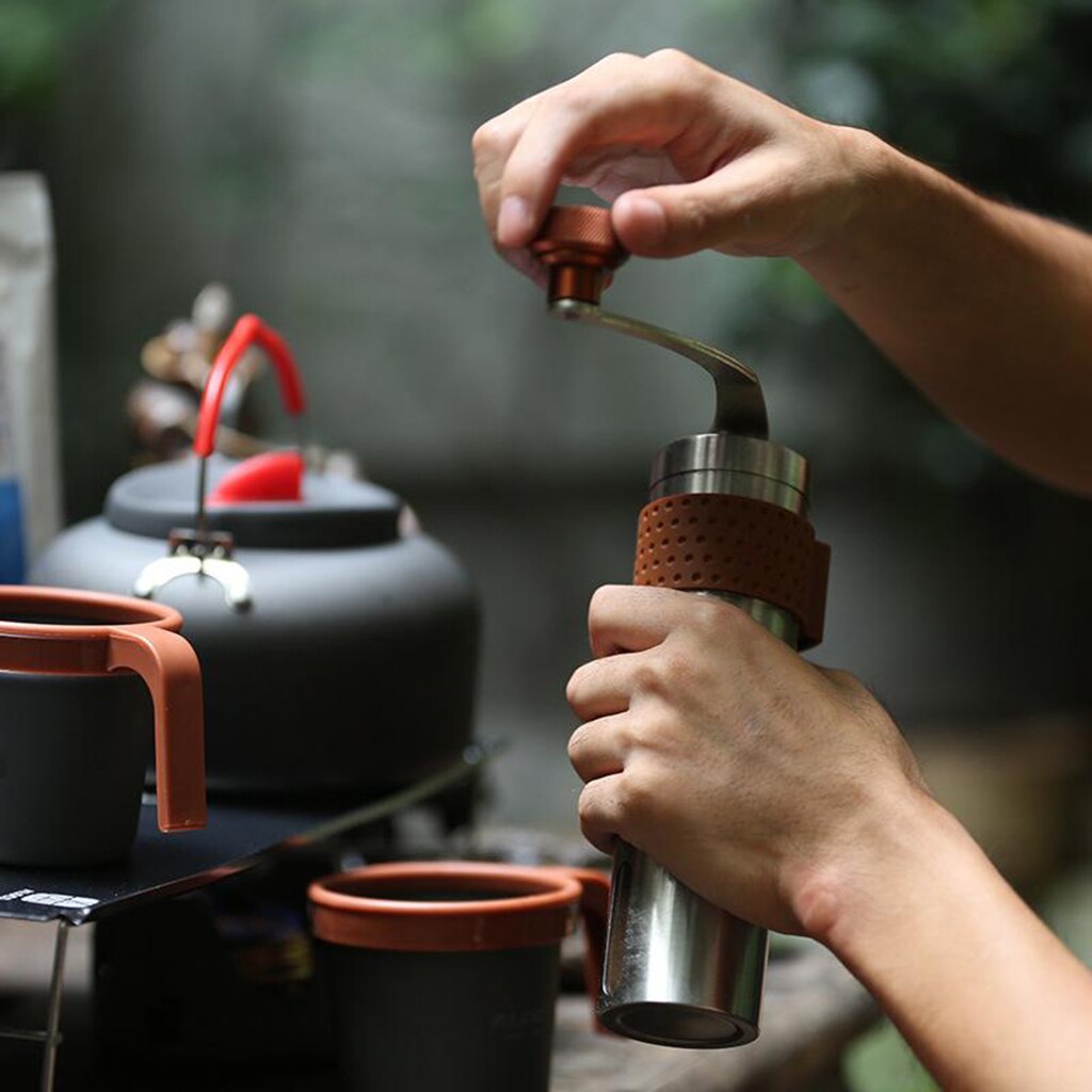 Silver Coffee Grinder Mini Stainless Steel Hand Manual Handmade Coffee Bean Burr Grinders Mill Kitchen Tool Crocus Grinders