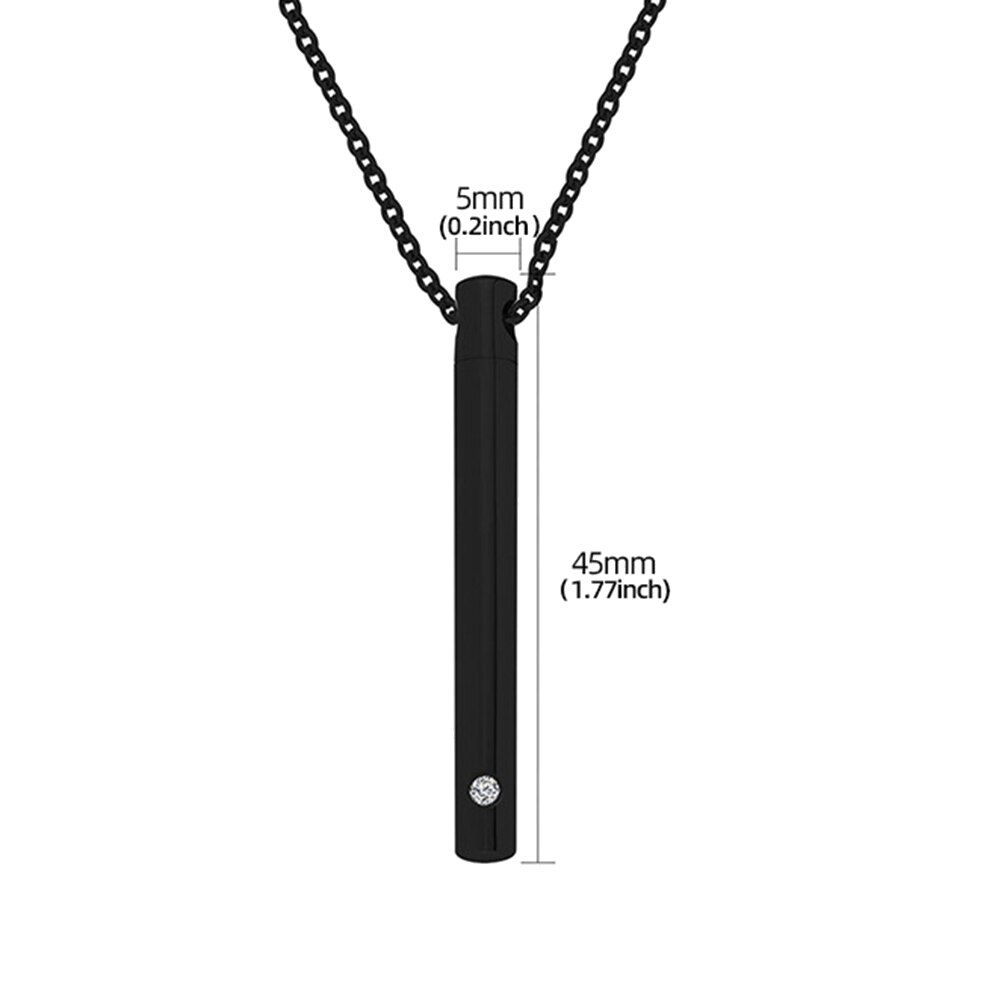 Unisex Rvs Sieraden Huisdier Cilinder Kristal Gedenktekens Schroef Open Crematie Urn Ketting Hanger Ash Case Houder: Black