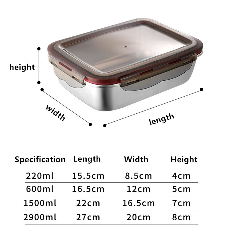 304 Stainlesss Stahl Leck nachweisen Picknick Kasten Mittagessen Kasten mit Deckel Bento Kasten Lebensmittel Lagerung Container Für freundlicher Tragbare Lebensmittel bento Kasten