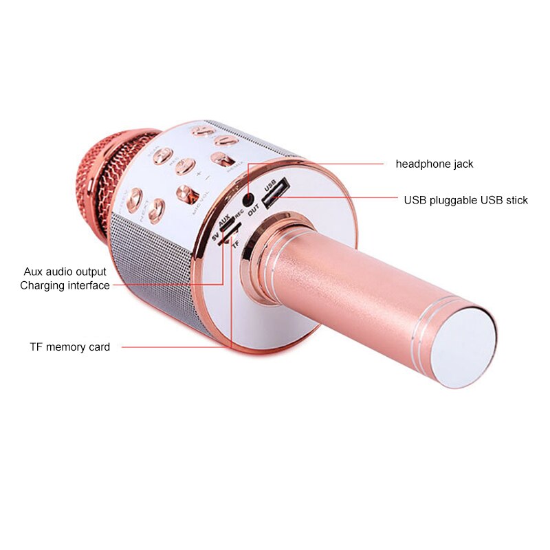 Wireless Microphone for Kids Mobile Phone Karaoke Microphone Portable Vocal Singing Recording Mike 3D stereo Mini Mic