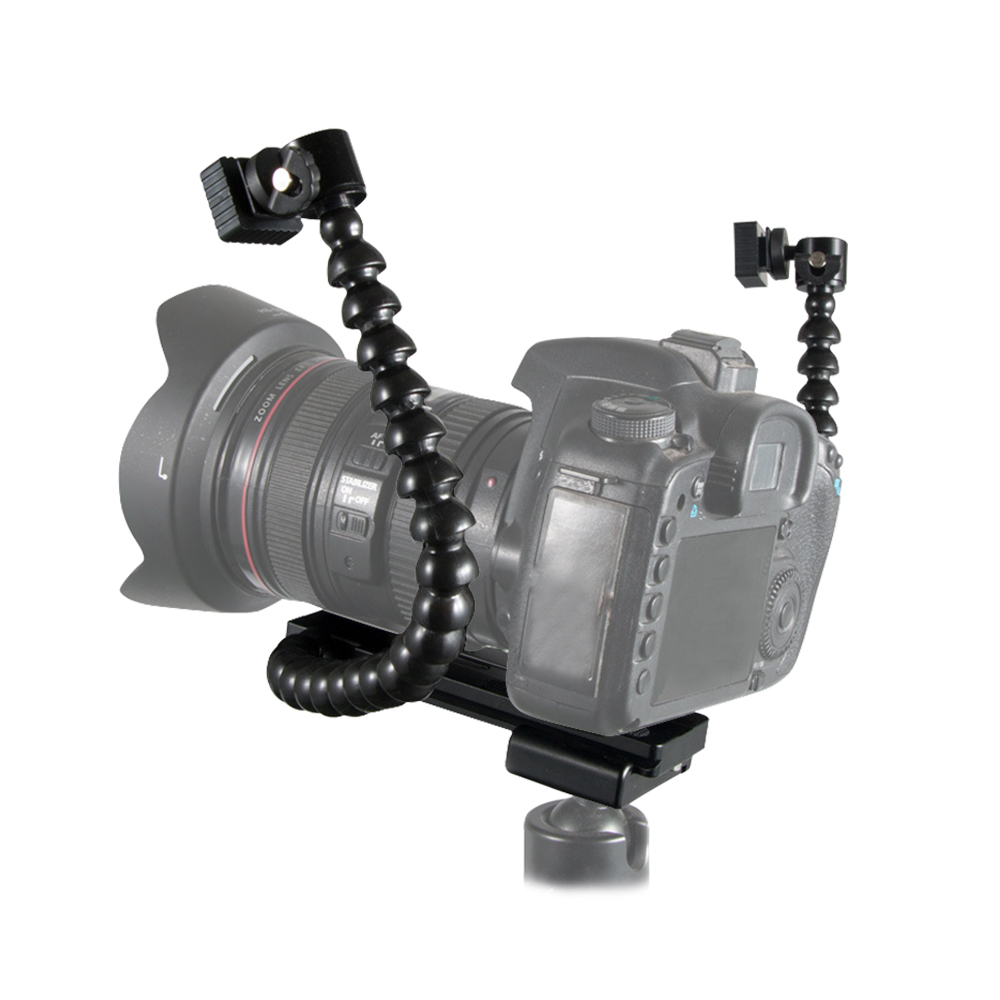 Foleto Flexible double bras support réglable chaussure chaude Flash support de montage pour Canon Pentax Macro Shot accessoires de caméra
