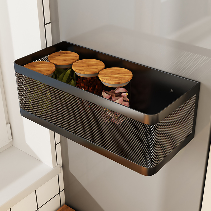 Kitchen Refrigerator Side Storage Magnetic Storage Shelf Punch Free Storage Shelf Kitchen Storage Side Gap Magnet Hanging Basket