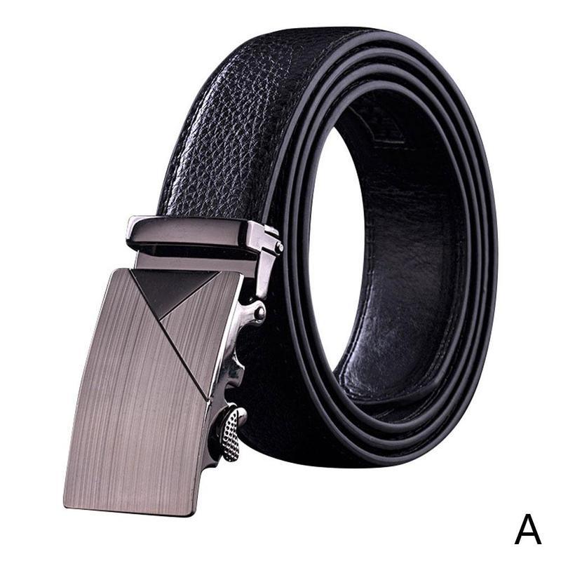 1 Pcs Men's PU Belt Automatic Buckle Buckle Belt Belt Leather Metal Buckle Belt Men's Automatic Buckle Belt: A