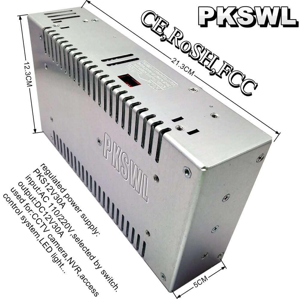 DC12V 30A Regulated Power Supply AC100-240V to DC 12 V Switching Power Supply for CCTV and LED