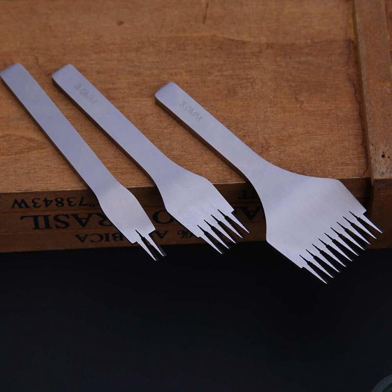 ! Cincel plano de acero blanco de 3,85 Mm, herramientas para artesanía de cuero, equipo de perforación de agujeros, herramienta de bricolaje de 2 puntas/5 puntas/10 puntas