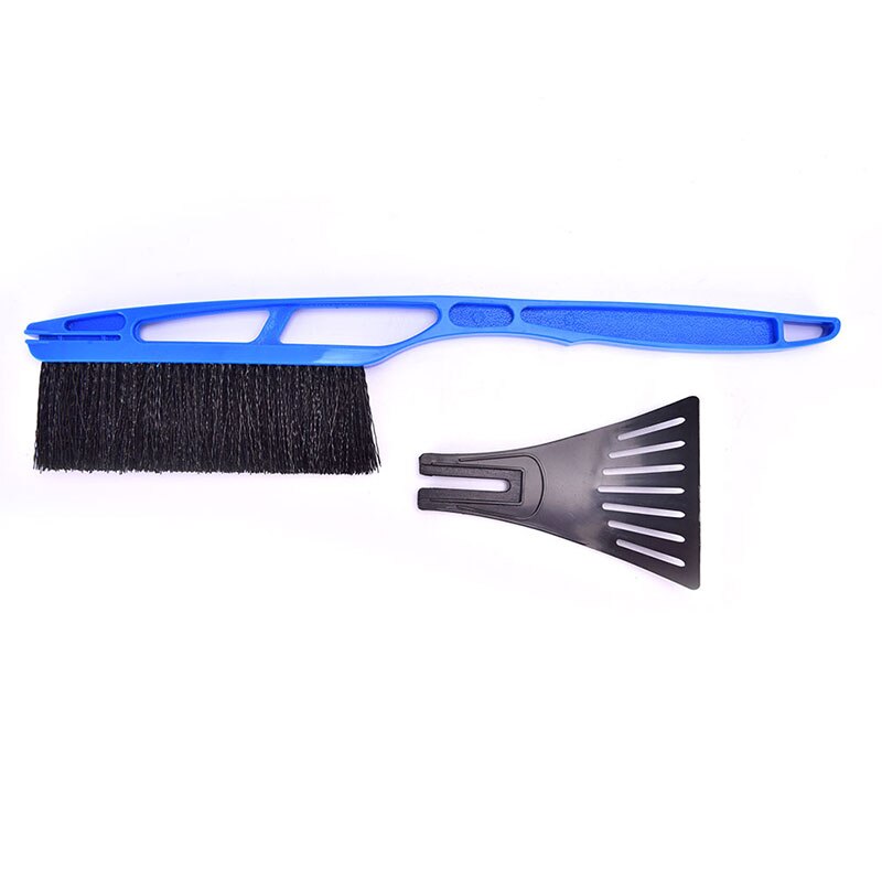 1Pc Plastic + Nylon Blue/Red 2-in-1 Car Ice Scraper Snow Remover Shovel Brush Windshield Scraping Tool
