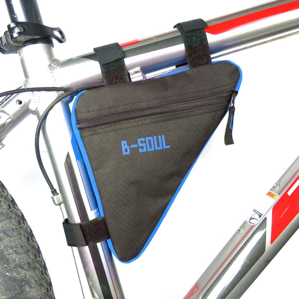 Cykel cykel cykeltaske lynlås frontrørstelefon vandtæt cykeltasker trekantet pose rammeholder tilbehør til cykler: Blå