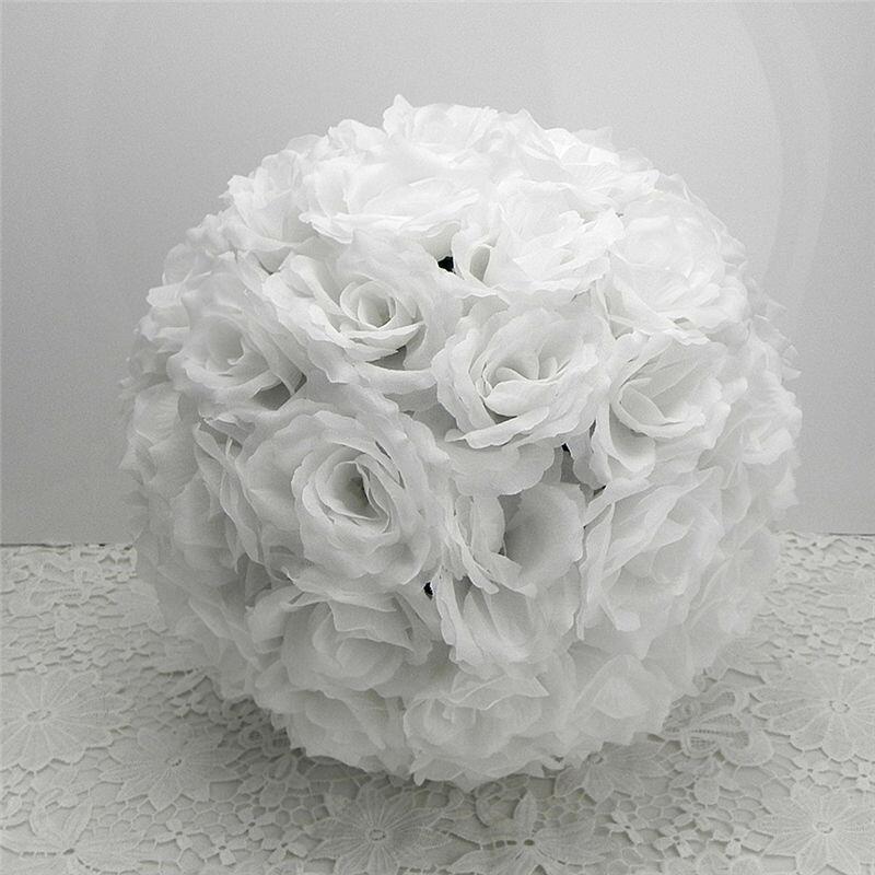 1 stks Kunstzijde Bloem Rose Kissing Balls Boeket Middelpunt Pomander Party Bruiloft Middelpunt decoraties: white