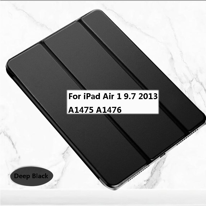 Tablet case For iPad Air 1 2 3 9.7 Free Fast Free Return Wake Sleep Smart Leather Flip Stand Tri-fold Cover: Black iPad Air 1