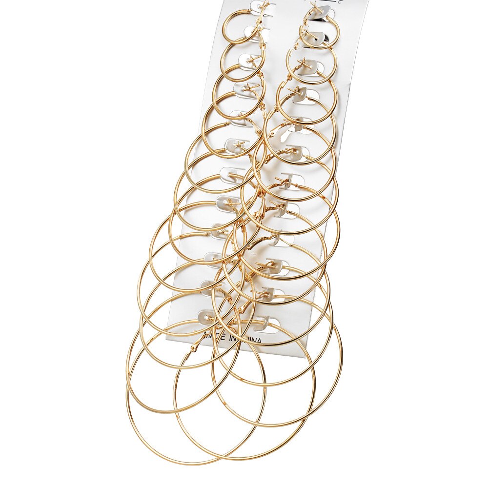 Sierlijke vrouwelijke grote ronde sieradenset met bedel, goud en zilverkleurige creolen voor vrouwen, luxe bruidsgeometrie, bruidsoorbellenset