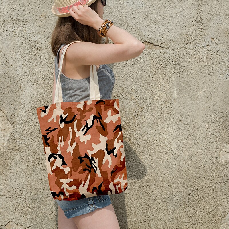 Serie de camuflaje bolso de lona plegable, bolso de compras de gran capacidad, multifunción, de gran