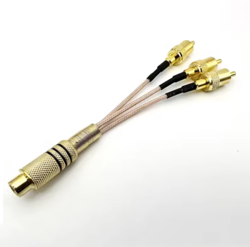 Cable de Audio RCA de 3 vías, 1 macho a 2 hembra, adaptador divisor RCA Y para amplificador de altavoz, sonido RCA a 2X 3X RCA macho hembra: Negro / 0,8 m