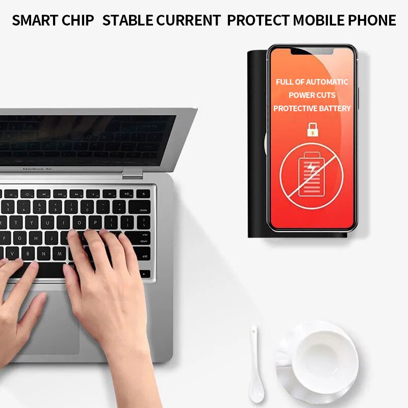 Tragbare, kabellose 30000- mah-powerbank für den außenbereich mit 2 usb-ladeanschlüssen, kompatibel mit xiaomi mi, samsung und iphone.