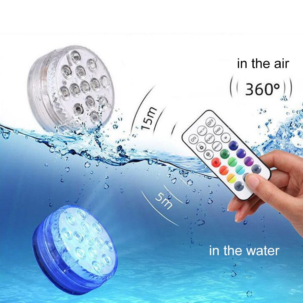 1-8 stk nedsænkelige led-lys med magneter sugekopper fjernstyret rgb swimmingpool lys undervands natlampe