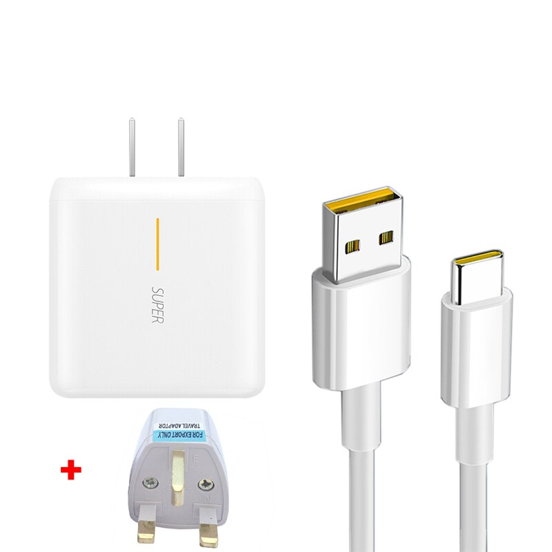 65W Supervooc 2.0 Fast Charger Voor Oppo Vinden X2 Pro Reno 5 5G 3 4 Pro Ace 2 x20 X2 Realme X50 Pro RX17 Pro Usb Type-C Kabel: US Charger UK Cable
